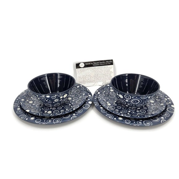 MCM Mark Charles Misilli Melamine Resin 2 Dinner Plates 2 Salad Plates 2 Bowls - Picture 2 of 4